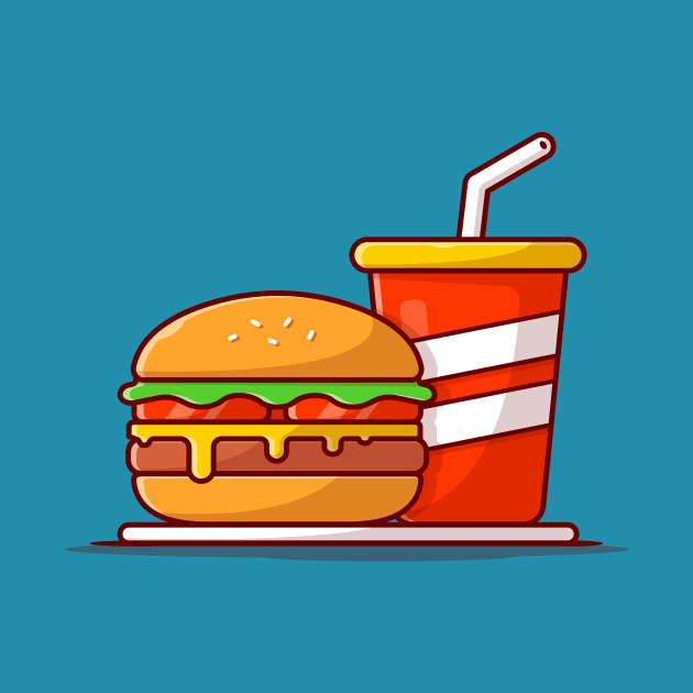 Burger And Soda Cartoon Vector Icon Illustration (3) by Catalyst Labs