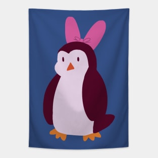 Pink Bow Penguin Tapestry