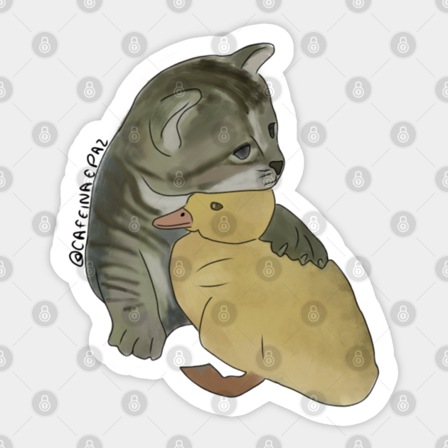 hug cat and duck / - Ilustracion Digital - Sticker | TeePublic hug cat and duck / - Ilustracion Digital - Sticker | TeePublic