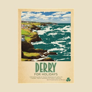 Derry Ireland - Irish Retro Style Tourism Poster T-Shirt