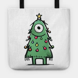 Christmas tree monster Tote