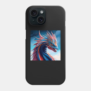 Intricate Blue, Orange, and Pink Scaled Dragon Phone Case