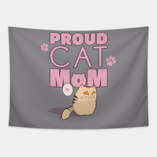 Proud Cat Mom Cute Kitty Badge Of Honour Tapestry