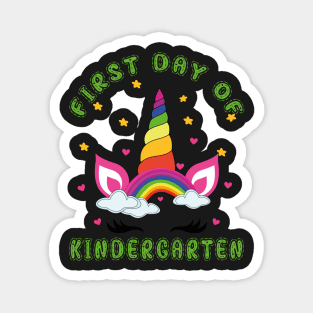 Pretty Unicorn and Rainbow | First Day of Kindergarten Magnet