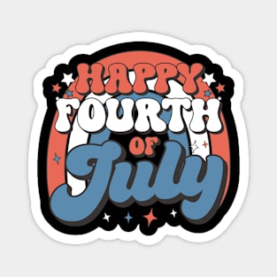 Groovy Happy 4th of July American Retro Patriotic USA Magnet