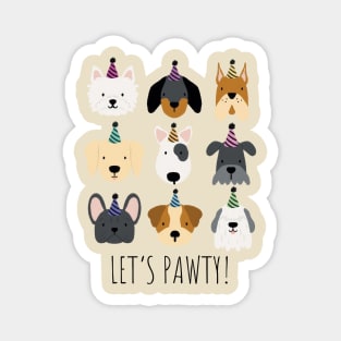 Let’s Pawty Dog Party Hats Magnet