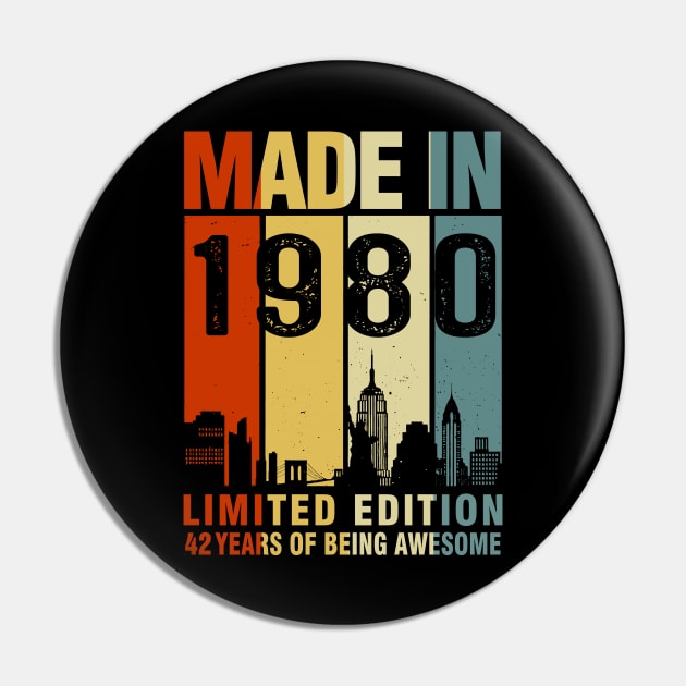 Made In 1980 Limited Edition 42 Years Of Being Awesome Pin by sueannharley12