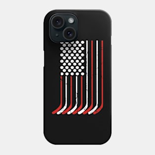 Vintage American Flag Hockey Apparel 4th July Men Boys USA Phone Case