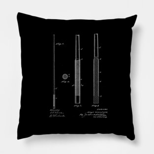 Billiard Cue Vintage Patent Drawing Pillow