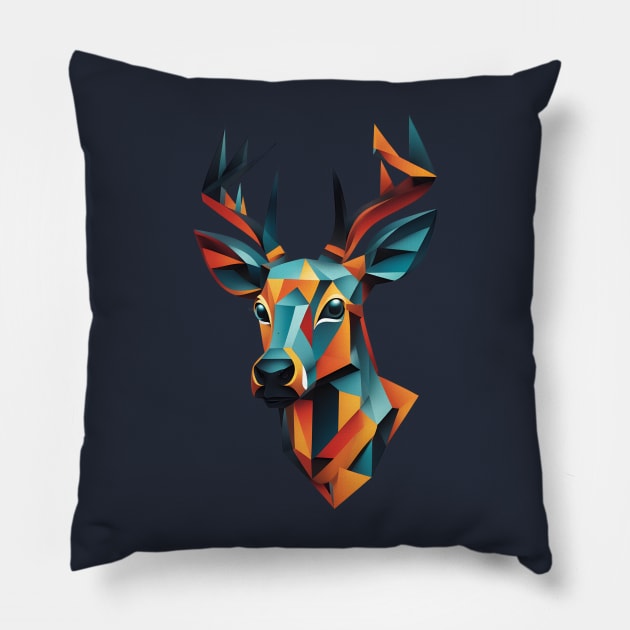 Geometric Deer Pillow by didibayatee