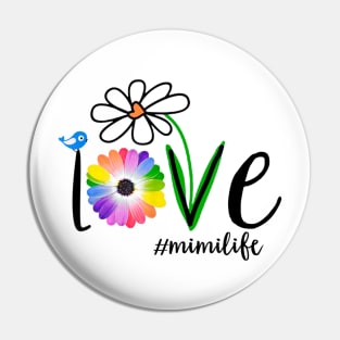 Woman Mom Love Mimi life #mimilife Heart Floral Gift Pin