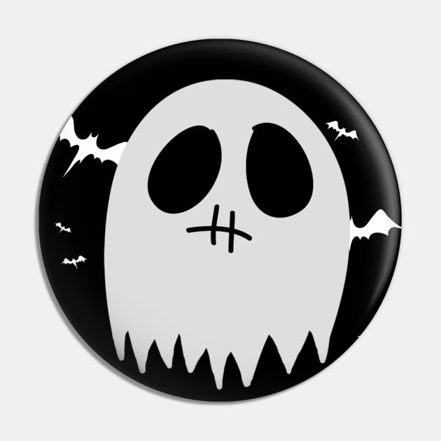 "Happy Halloween" Stitched Mouth Ghost Pin by saradaboru