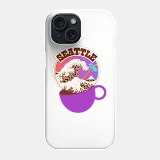 Seattle. Great Wave of Coffee in a Purple Cup. Phone Case