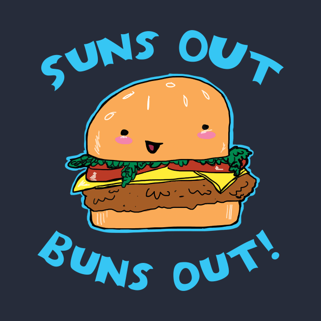 Suns Out Buns Out Cute Cheeseburger Food Pun Graphic by CatsandBats