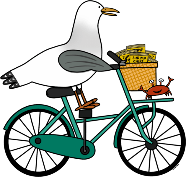 Seagull Bike Adventure Kids T-Shirt by Coconut Moe Illustrations