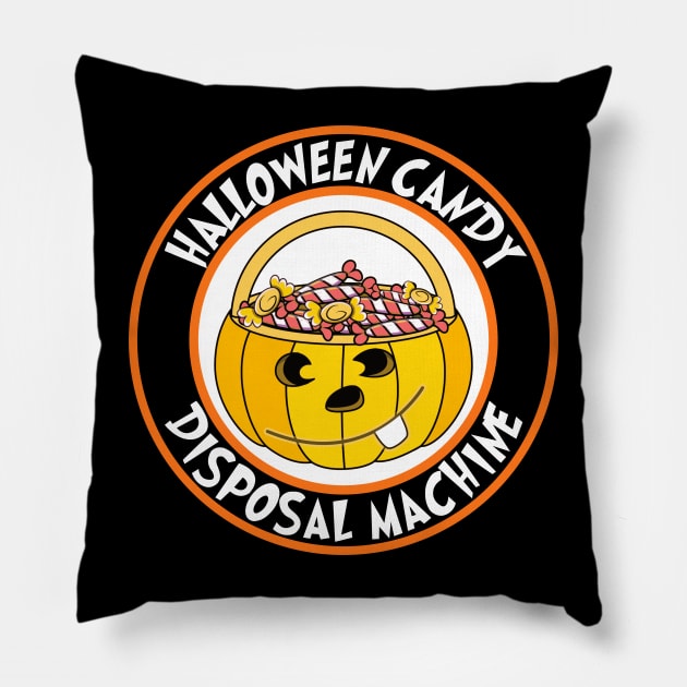 Halloween Candy Disposal Machine Pillow by machasting