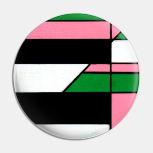 Pink Green Black White Geometric Abstract Acrylic Painting Pin