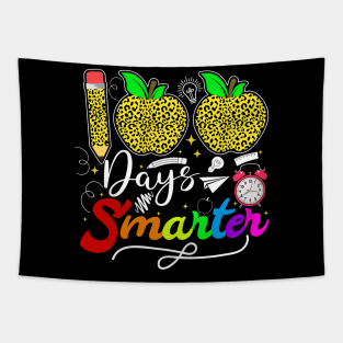 Cute 100th Day Of School 100 Days Smarter Leopard Rainbow Boys Girls Tapestry