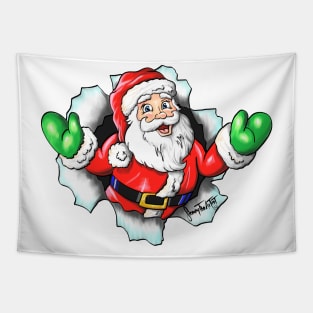 Happy Christmas Santa Breaks Out Tapestry