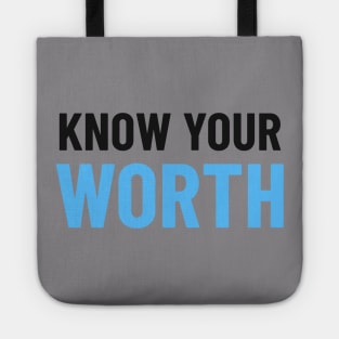 Know Your Worth - Blue Tote