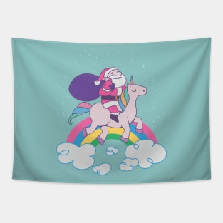 UNICORN SANTA RIDER Tapestry