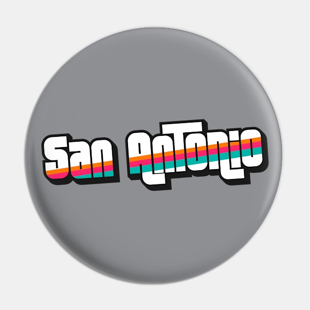 Retro San Antonio Word Art with Stripes 210 Pin by SLAG_Creative