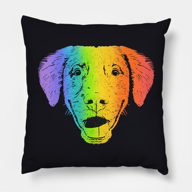 Rainbow Toller Pup Pillow by childofthecorn