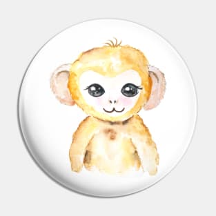 cute baby monkey watercolor Pin