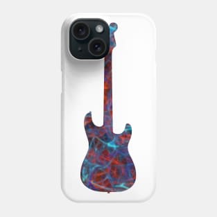 Blue on Red Flame Guitar Silhouette Phone Case