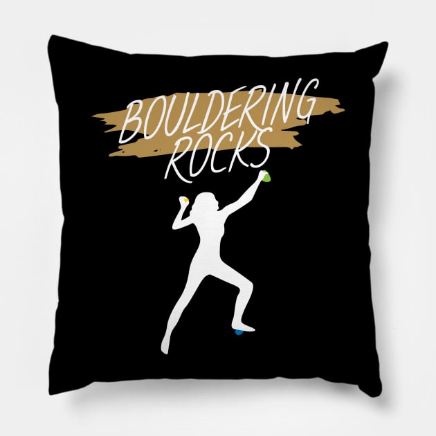 Bouldering rocks women Pillow by maxcode