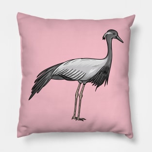 Demoiselle crane bird cartoon illustration Pillow