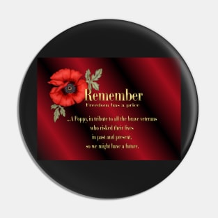 Remember Veterans Poppy Pin