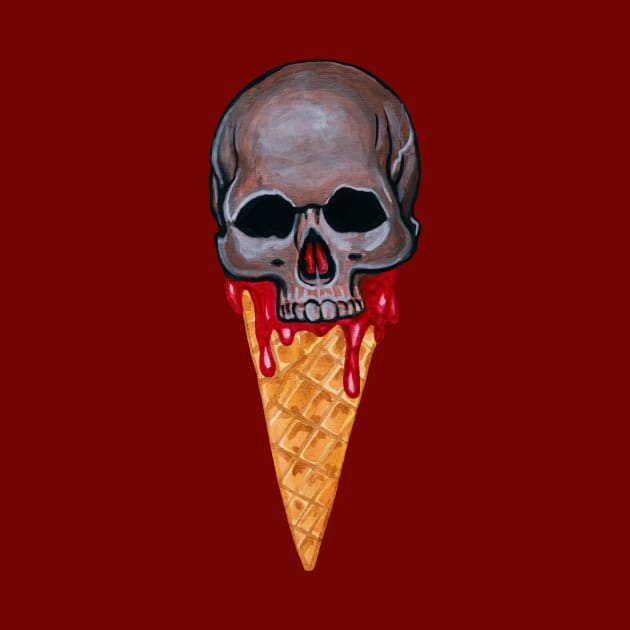 Halloween watercolor ice cream skull by deadblackpony