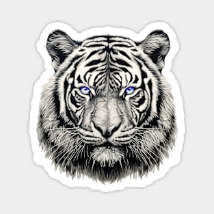 Blue Eyed White Tiger Face Magnet