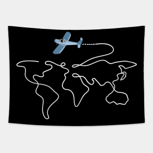 World Map Plane Travel Tapestry