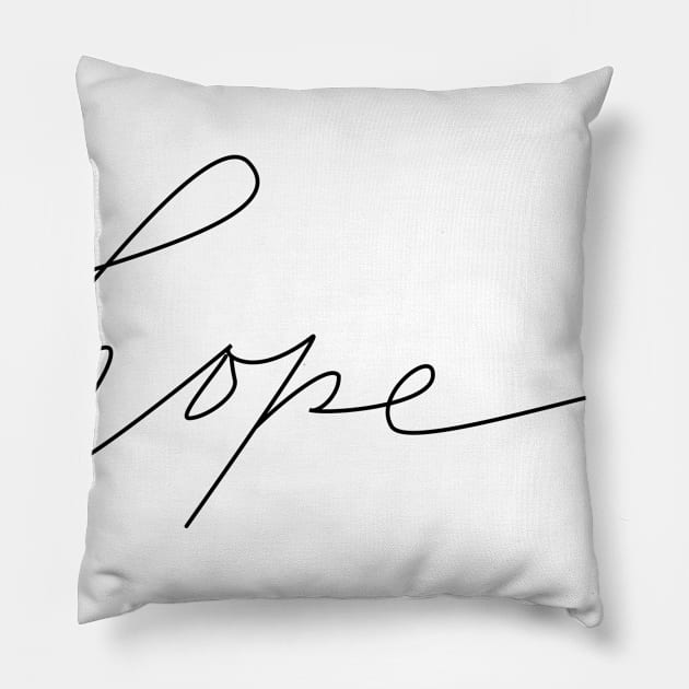 Minimalistic Linear word Hope Pillow by FibraDesign