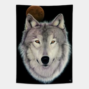 Wolf at Red Moon Tapestry