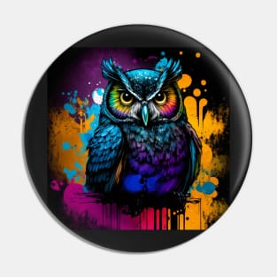 Cosmic Owl Splatter Paint Pin