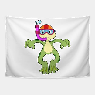 Frog at Diving with Snorkel Tapestry