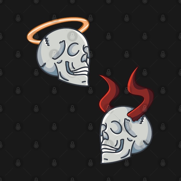 angel and devil skull by moonli