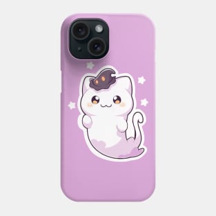 Cat ghost with hat familiar Phone Case