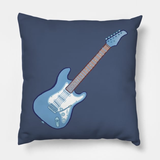 Blue electric guitar Pillow by ElectronicCloud