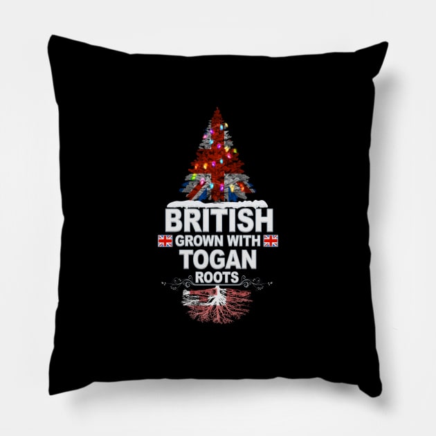 British Grown With Togan Roots - Gift for Togan With Roots From Tonga Pillow by Country Flags