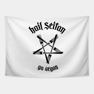 Hail Seitan - Go vegan No.1.1 (black) Tapestry