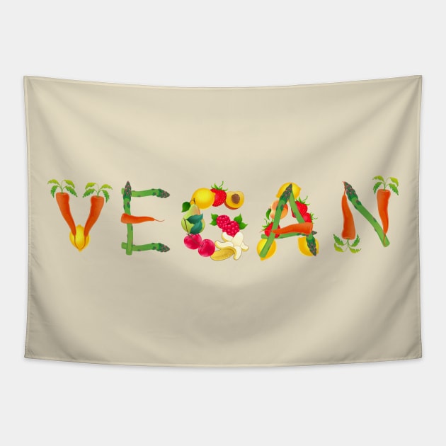 Vegan Food Typography Tapestry by Mako Design 