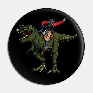 Cowboy Riding T Rex Dinosaur Mashup Pin