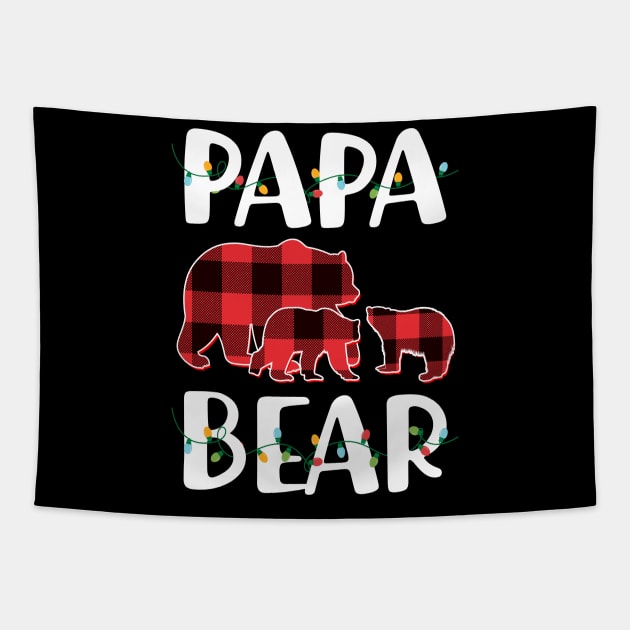 Papa Bear Red Plaid Christmas Pajama Matching Family Gift Tapestry by intelus