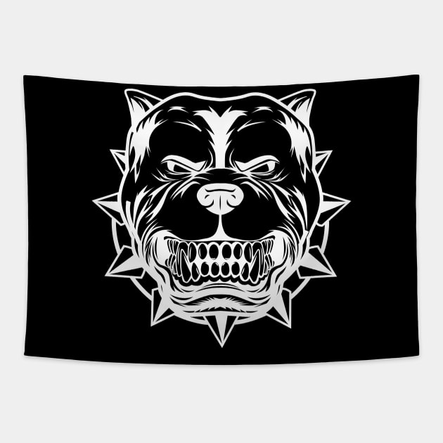 Angry pitbull dog Tapestry by mounier