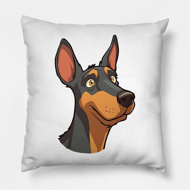 Cute Anime Doberman Pincher Pillow by Brilliant Tee Shop