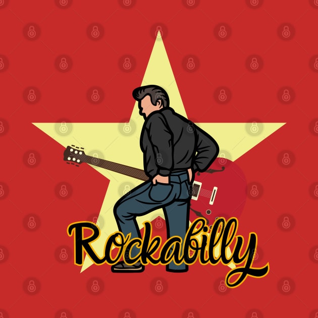 Star Rockabilly Greaser and Red Guitar by DAZu